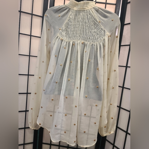 🌼🌼 Free People Gregorian Polka Dot Blouse sz XS - Picture 6 of 10